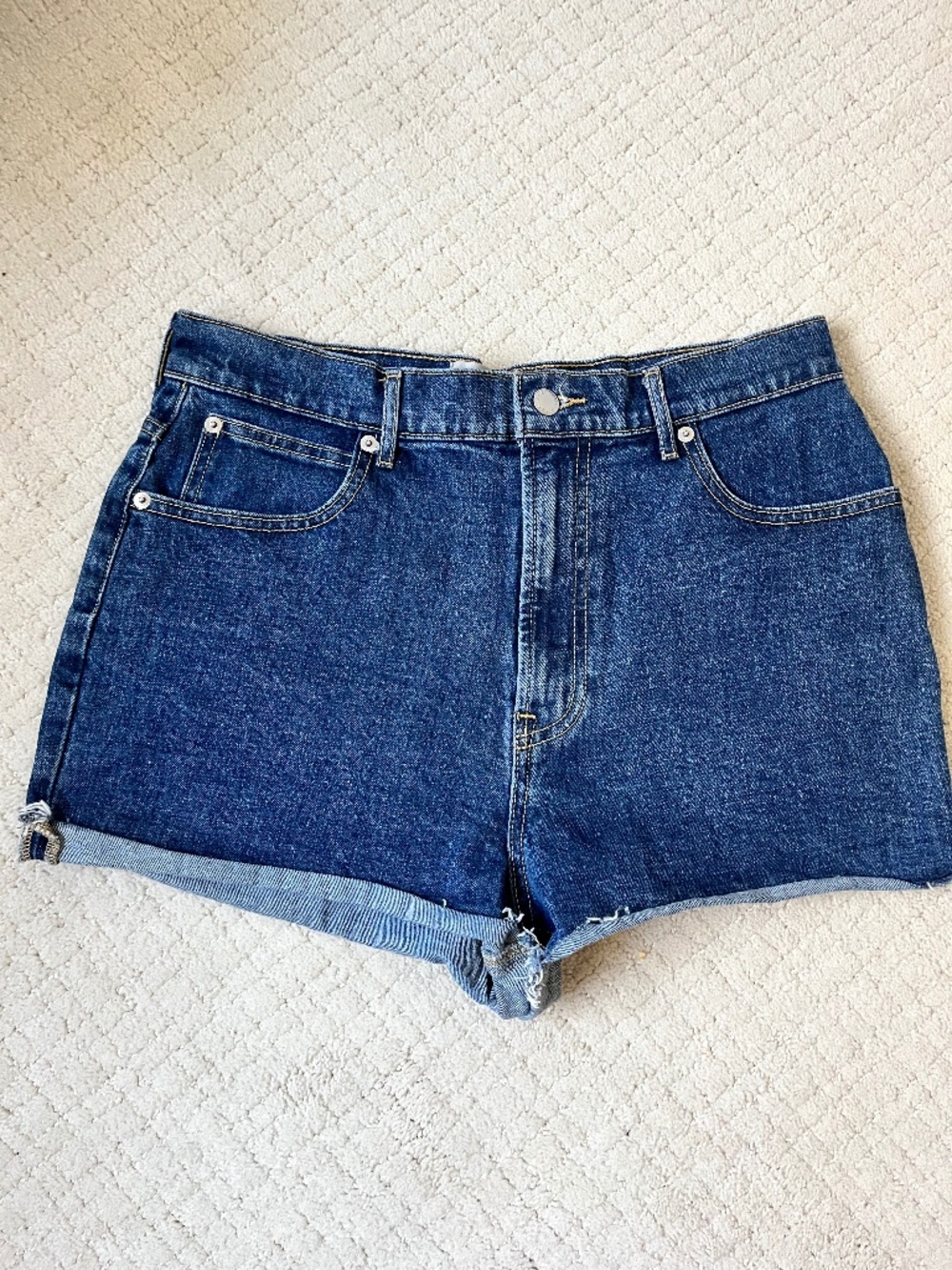 Everlane The Denim Short High Rise Dark Wash Indigo Rolled Cuff Sz 30